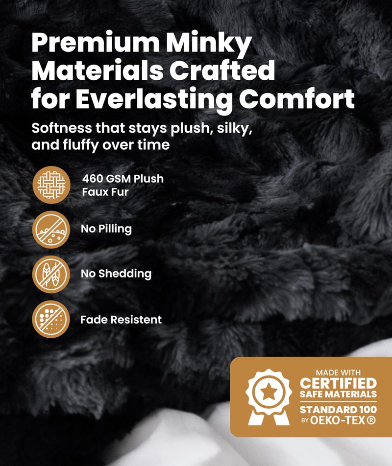 Everlasting Comfort Soft & Comfortable Black Faux Fur Throw Blanket for Couch - (50"x65") Minky & Fluffy Fall Blankets & Throws, Plush Fuzzy Cover for Bed, Sofa & Living Room - Cozy Home Decor - Image 2